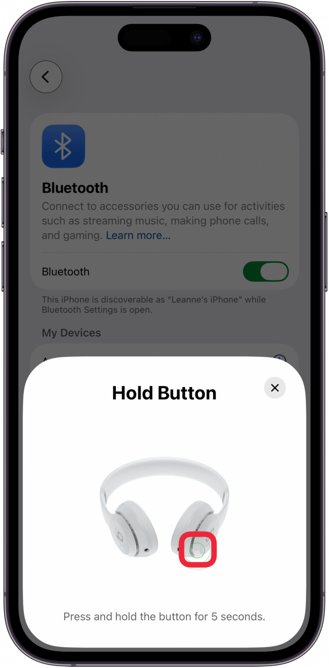 touch and hold the button