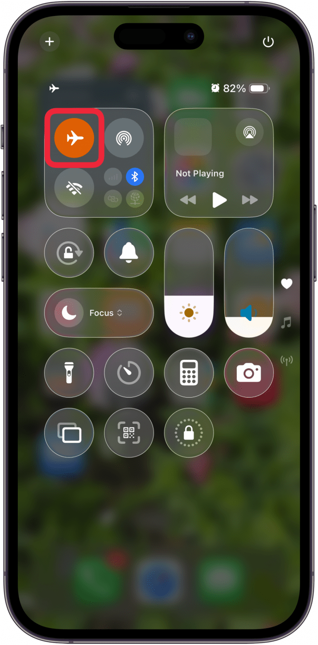turn on airplane mode in control center