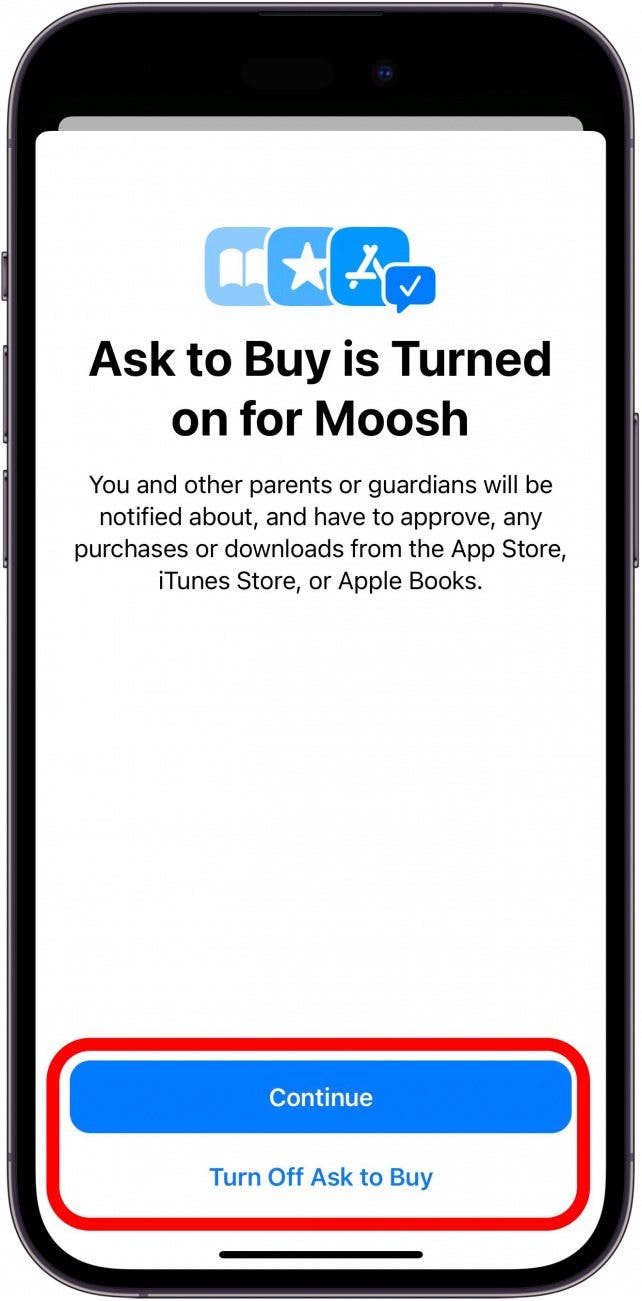 turn on ask to buy for kids apple id