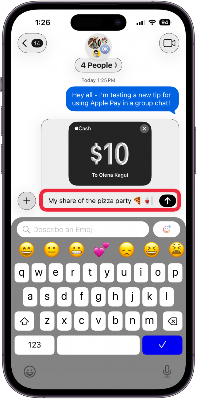 type message and tap send icon