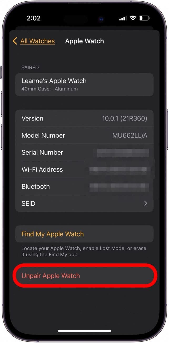 unpair apple watch to fix apple watch screen glitching