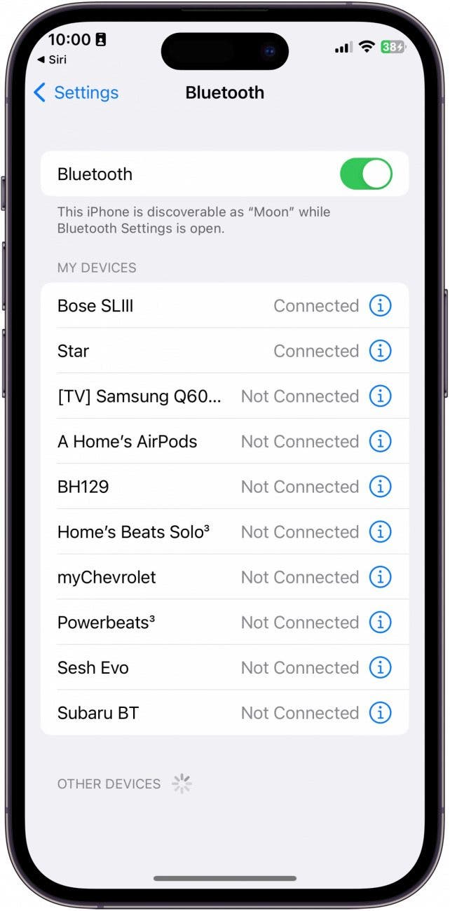 You can also be very specific and say something like "Open Bluetooth Settings."