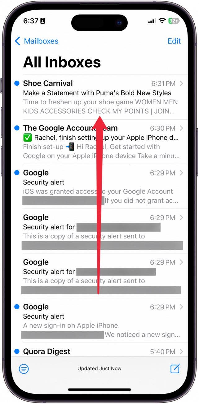 how to see your email accounts on iphone
