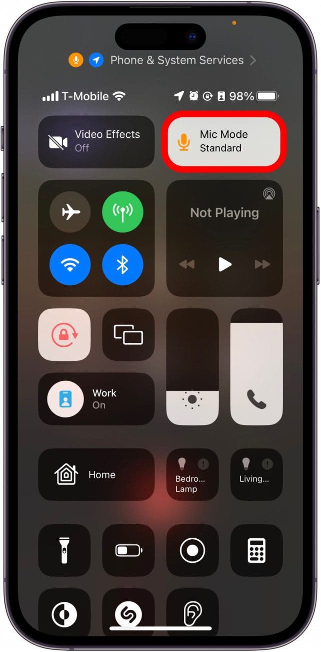Tap Mic Mode to change your iPhone’s microphone settings.