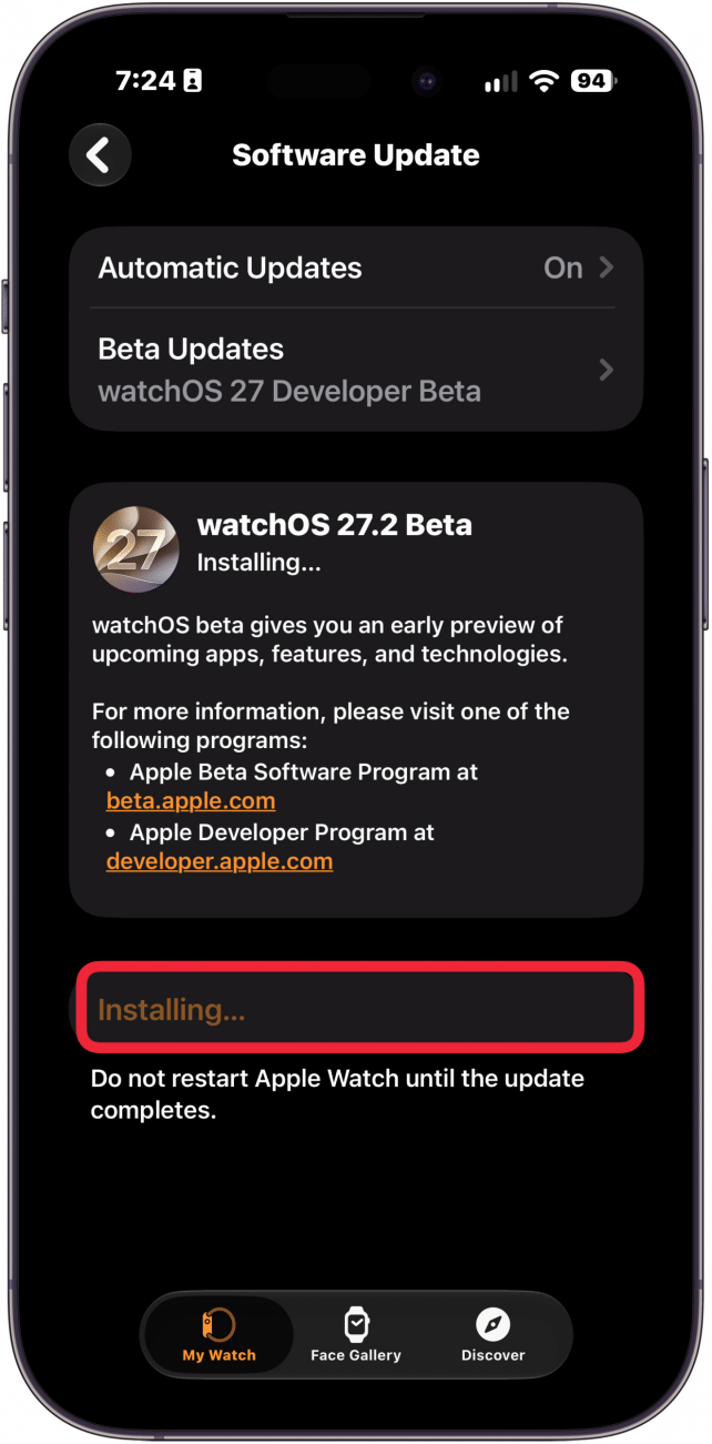 watchos is installing watchos is installing