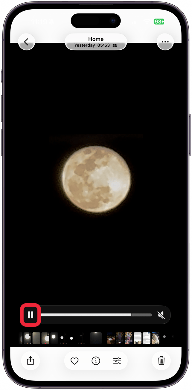 Tap the pause button