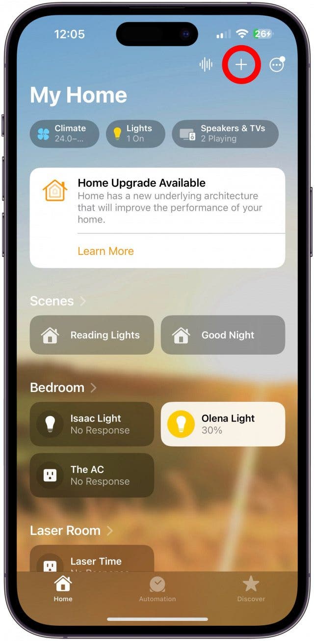 Tap the Plus icon in the upper right hand corner.