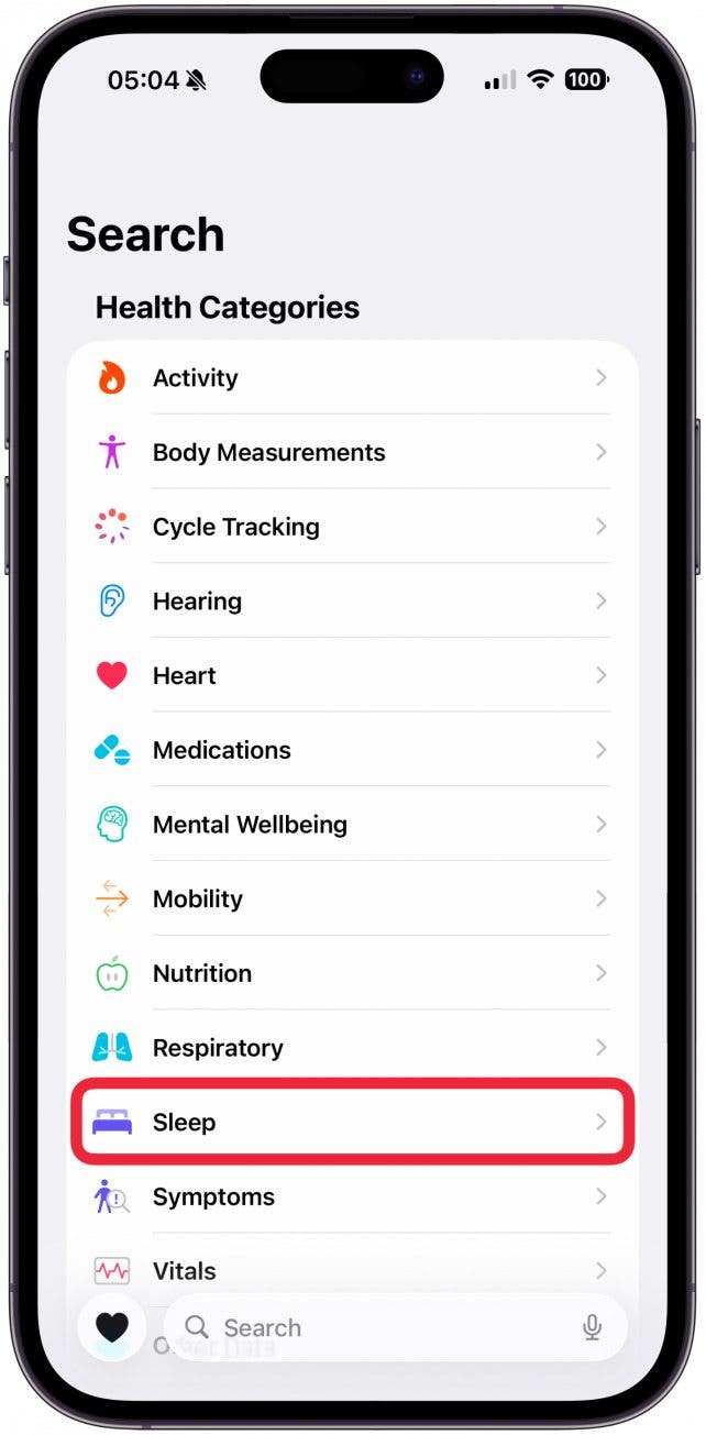 Scroll down if necessary and select Sleep.