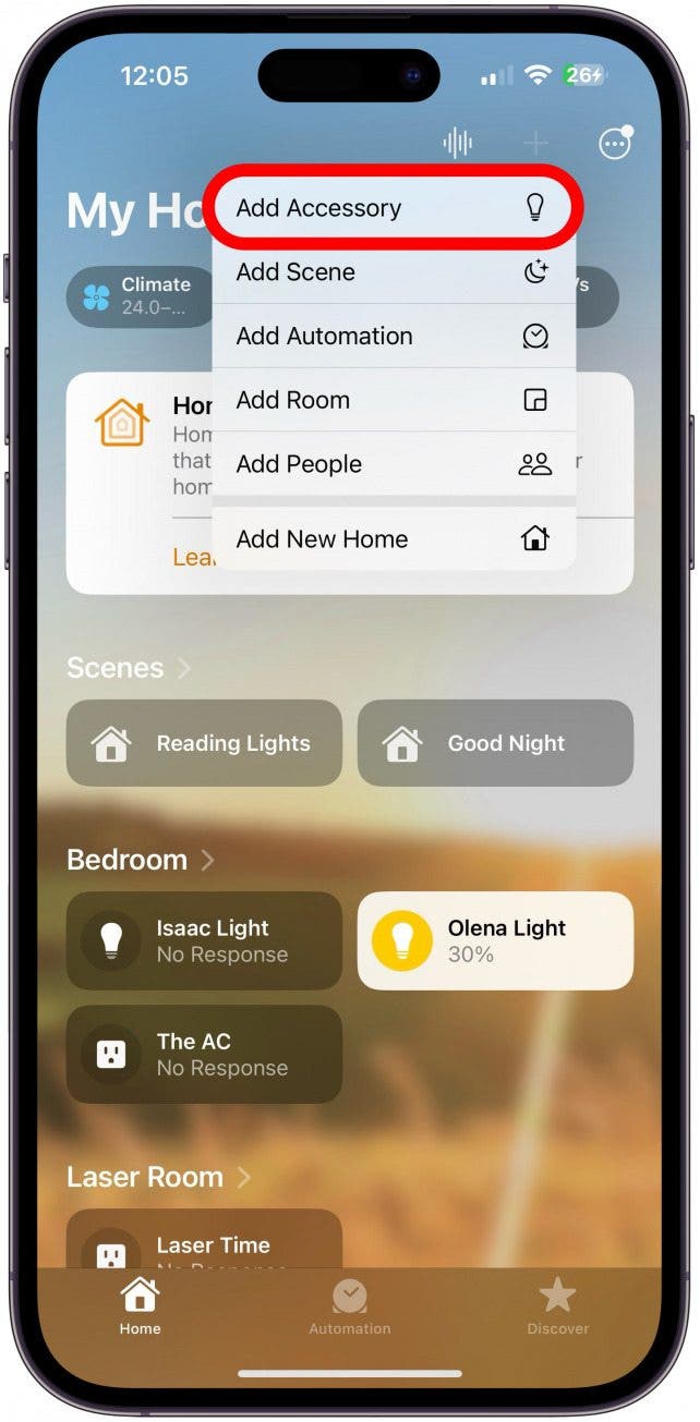 Tap Add Accesory.