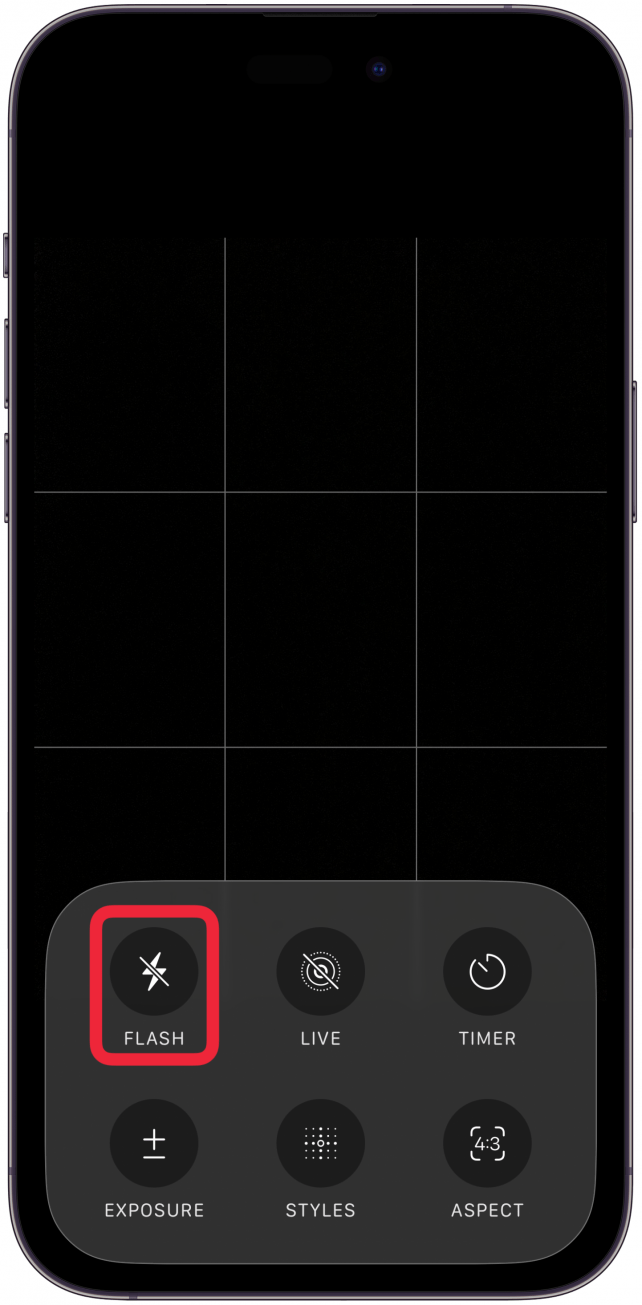 Make sure the flash icon is crossed out, tap on it to turn it on/off.