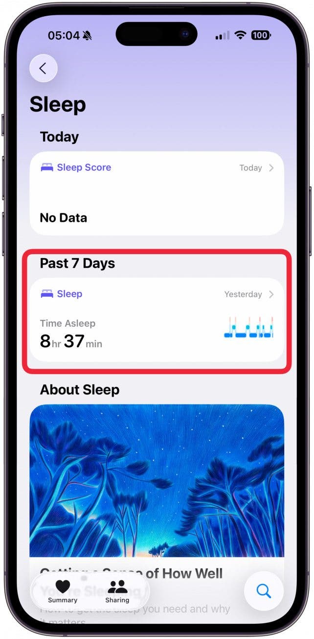 Tap on the section under Past 7 Days to see more information.