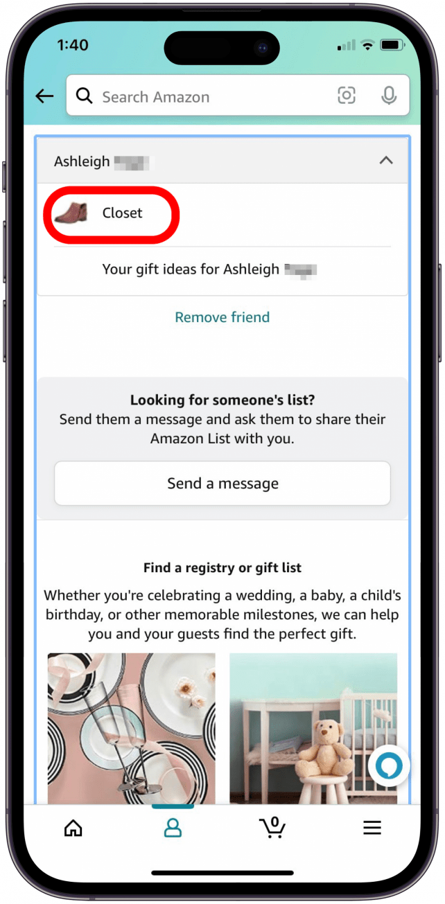 Closet wish list on Amazon 