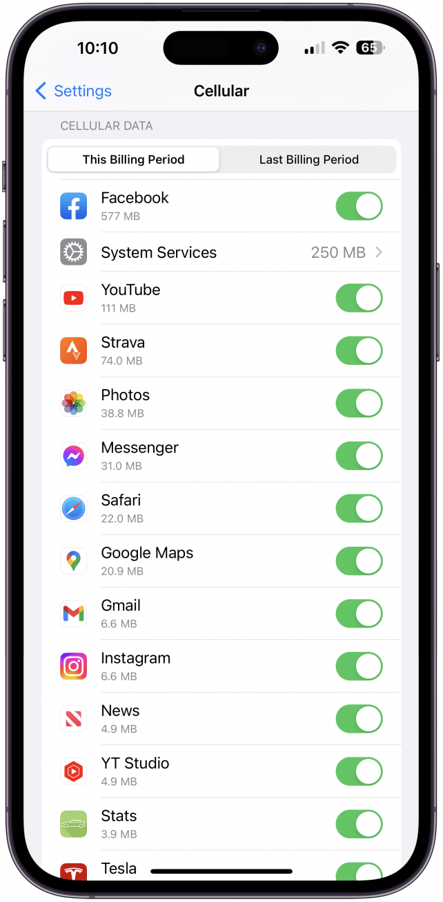 check your data usage t
