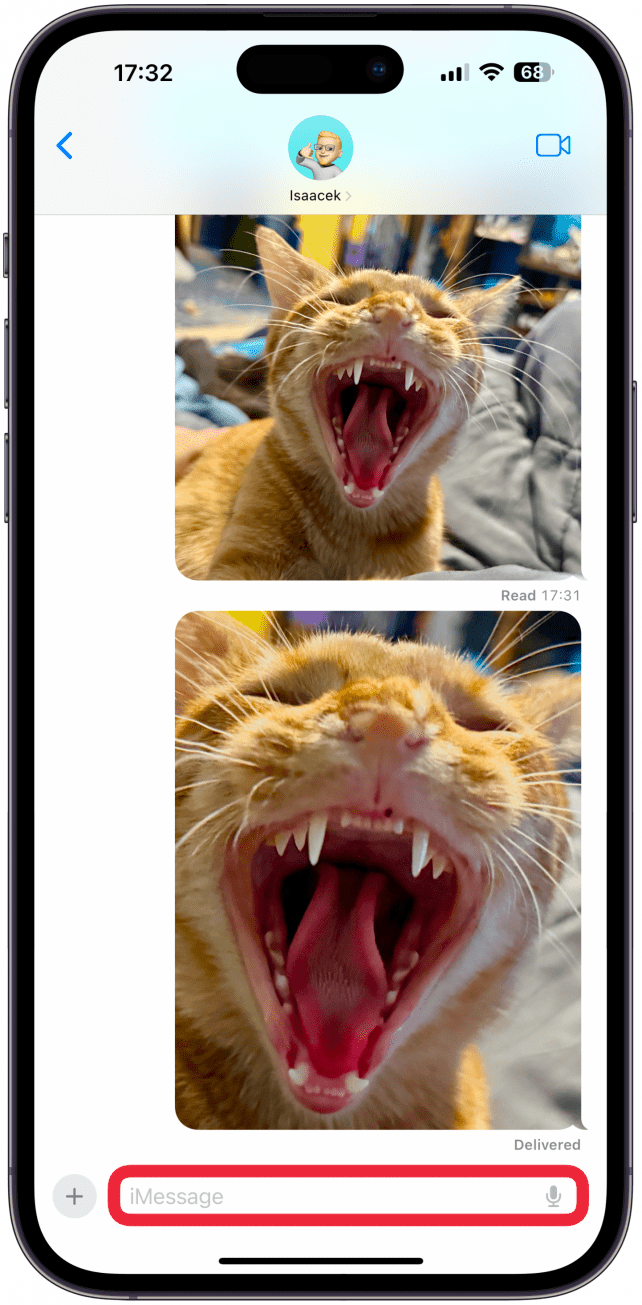 Open the Message app and open a conversation with an iPhone user. Tap on the text field if it isn’t already open, then tap the emoji icon to access the emoji keyboard.