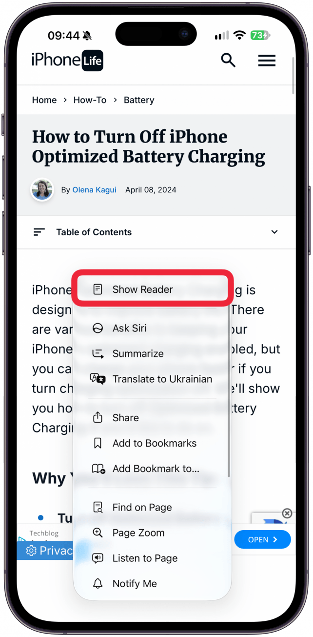 Tap Show Reader.