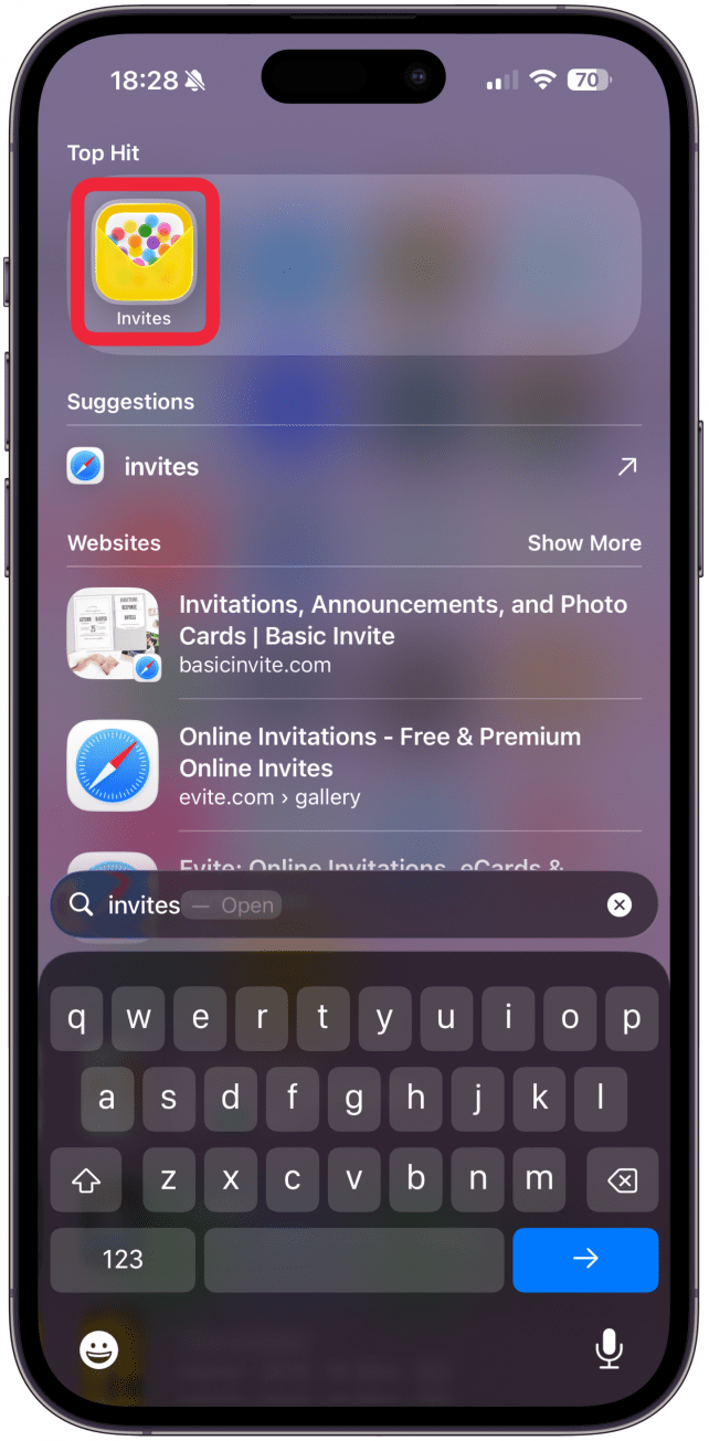 Open the Invites app.