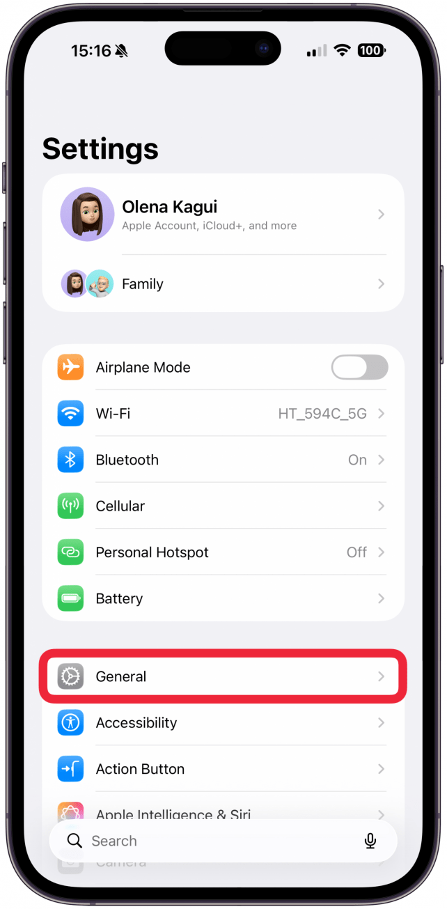 Open the Settings app and tap General.