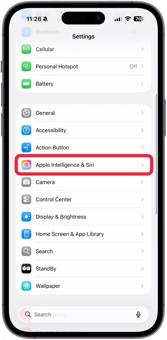 Tap on Apple Intelligence & Siri.