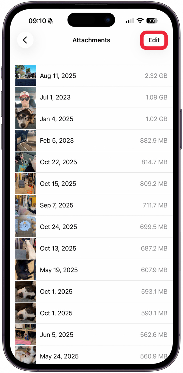 To delete them in bulk, tap Edit.