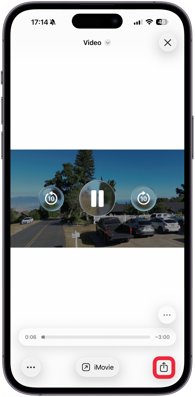 With the attachment open, tap the Share icon.