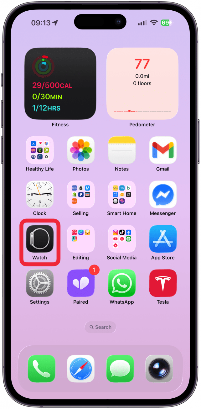 Open the Watch app and make sure you're on the My Watch tab.