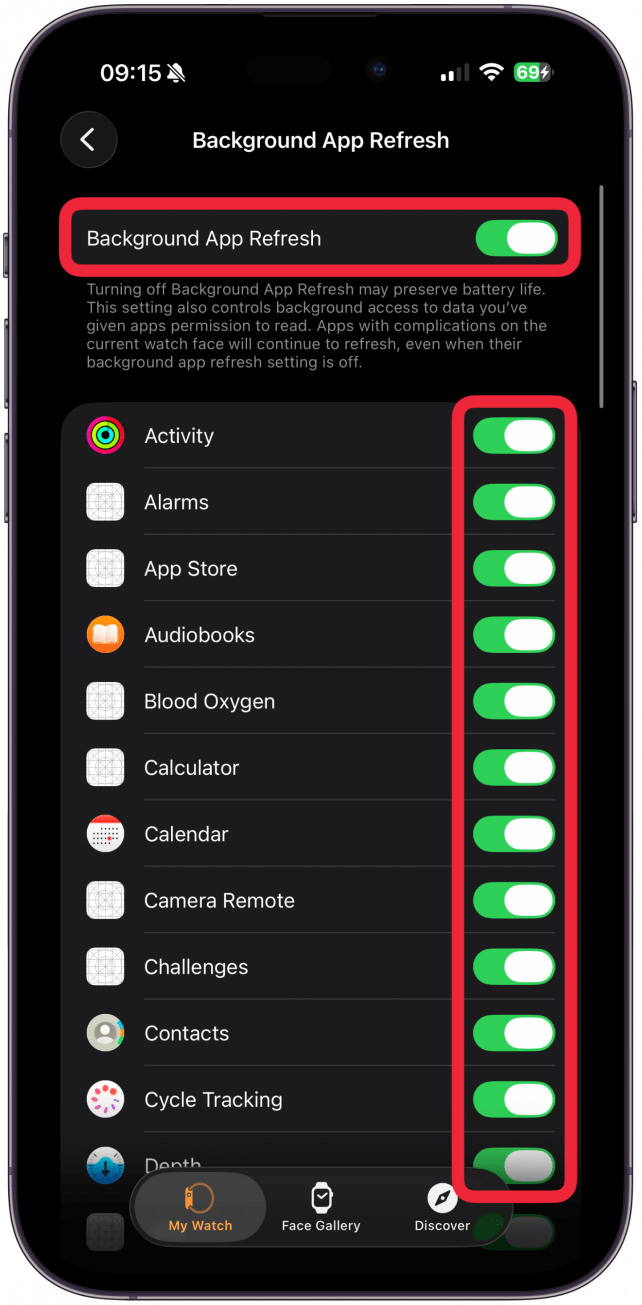 Turn Off Background App Refresh to Save Apple Watch Battery