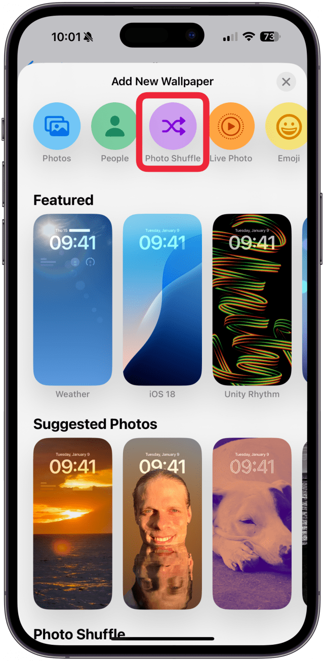 Tap Photo Shuffle.