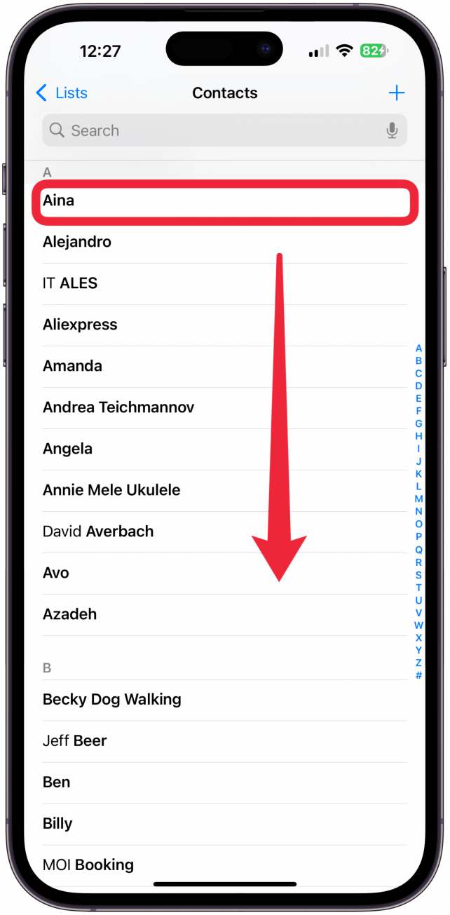 Using two fingers, tap and hold the contact you wish to delete. While keeping your two fingers on your screen, drag up or down to select the group of consecutive contacts you wish to delete.