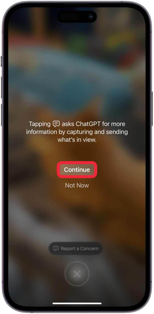The first time you use this feature, you will get a pop-up with information to help you understand how it works. Tap Continue.