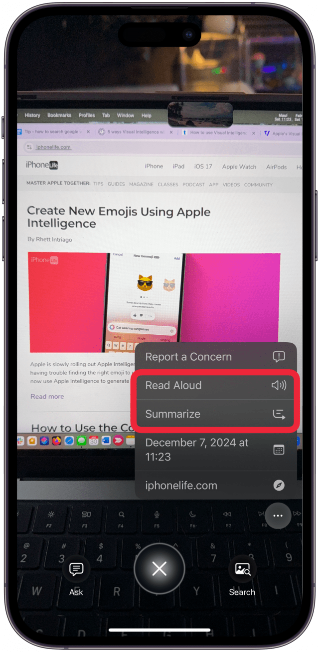 If the image contains text, you’ll be able to select Read Aloud to have Siri read the photographed text to you, or you can tap Summarize, to get a written summary.