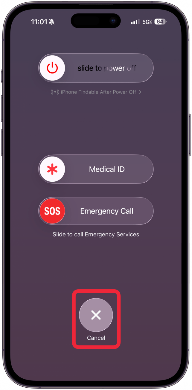 Tap Cancel or push the side button to leave this screen.