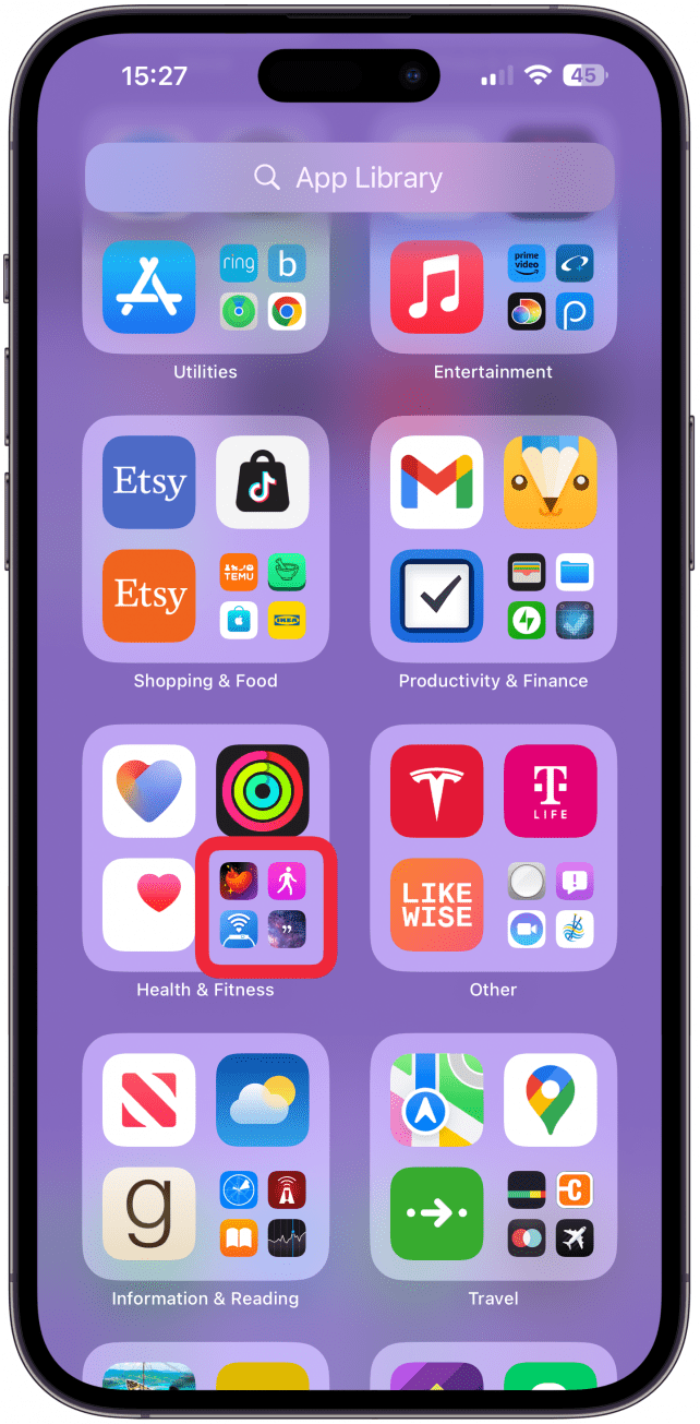 Tap the four icon cluster at the bottom right of that group to see all the apps in that category.