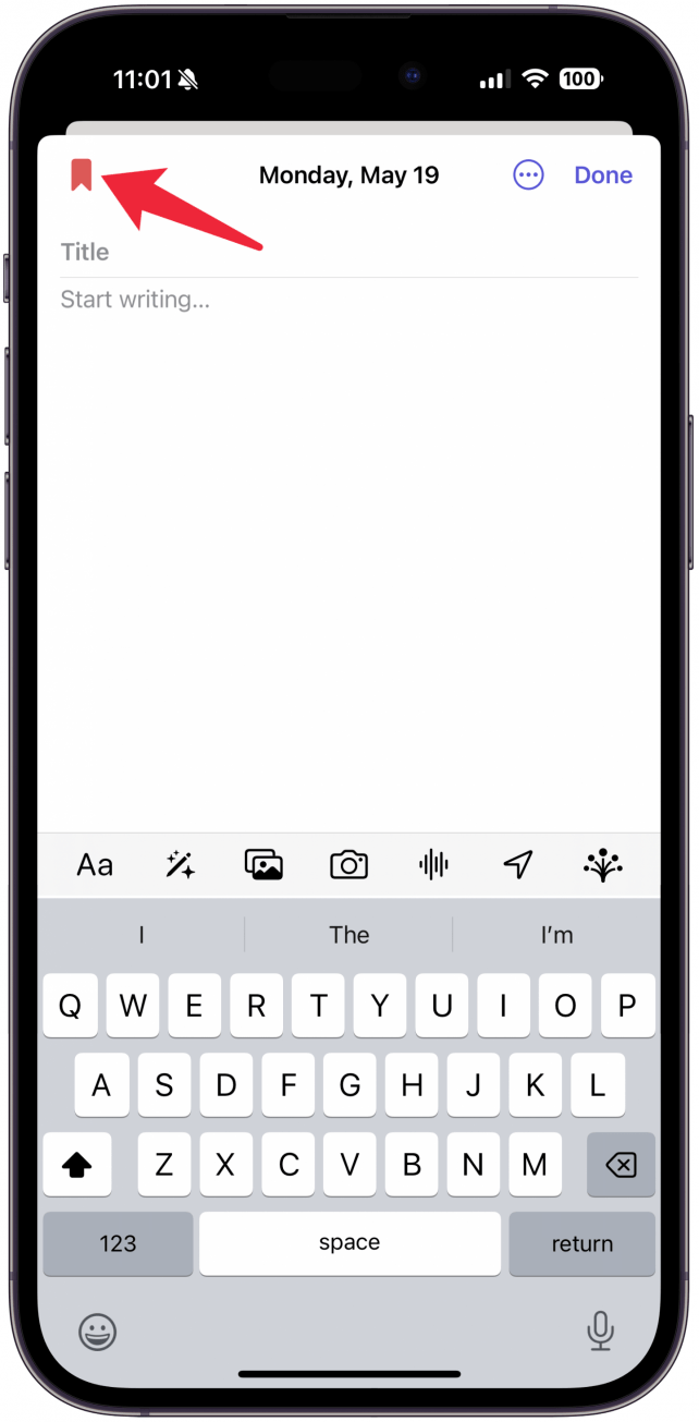 You can bookmark a particular entry by tapping the Bookmark button.