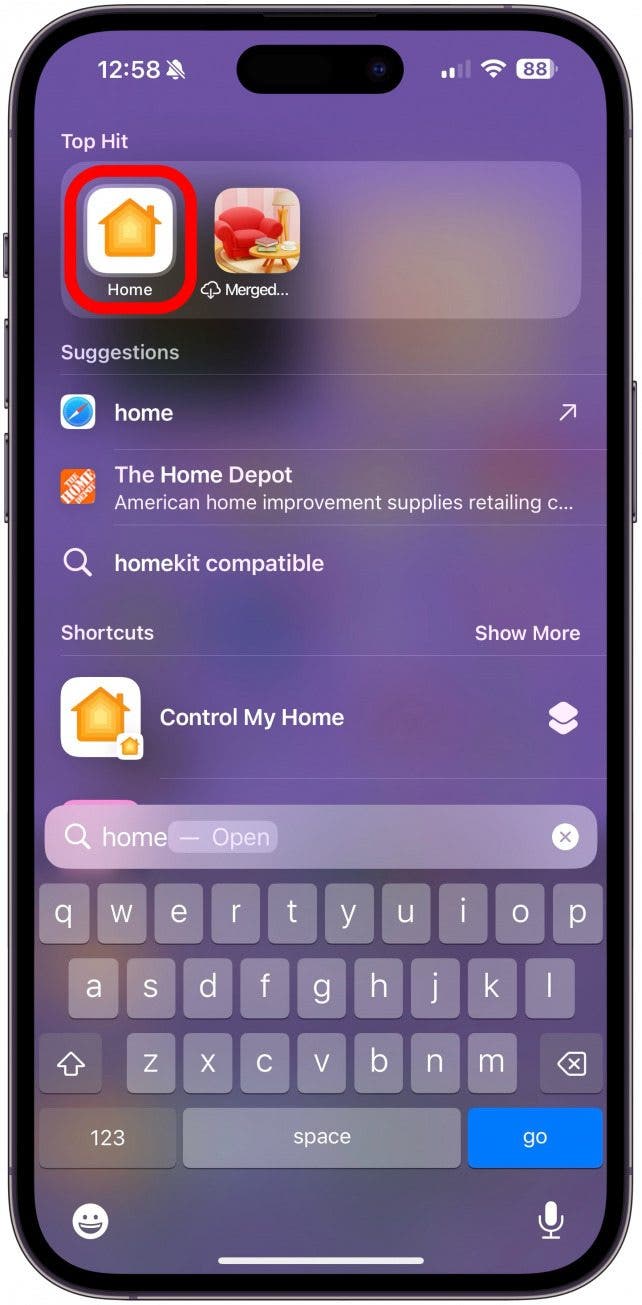 Open the Home app.