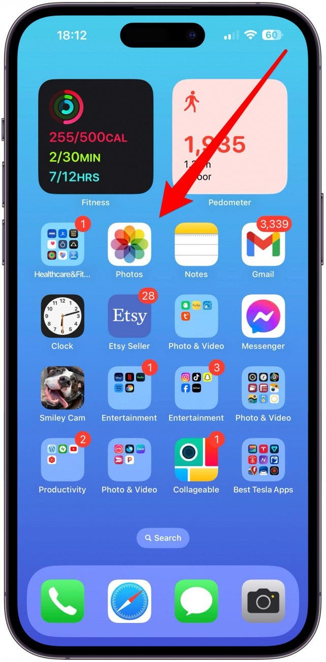 Swipe down from the top right corner of your Home screen to open the iOS Control Center.