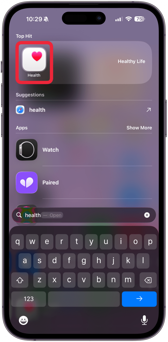 Open the Health app on your iPhone.