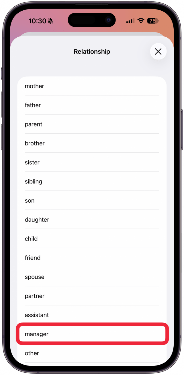 Then select their relationship to you.