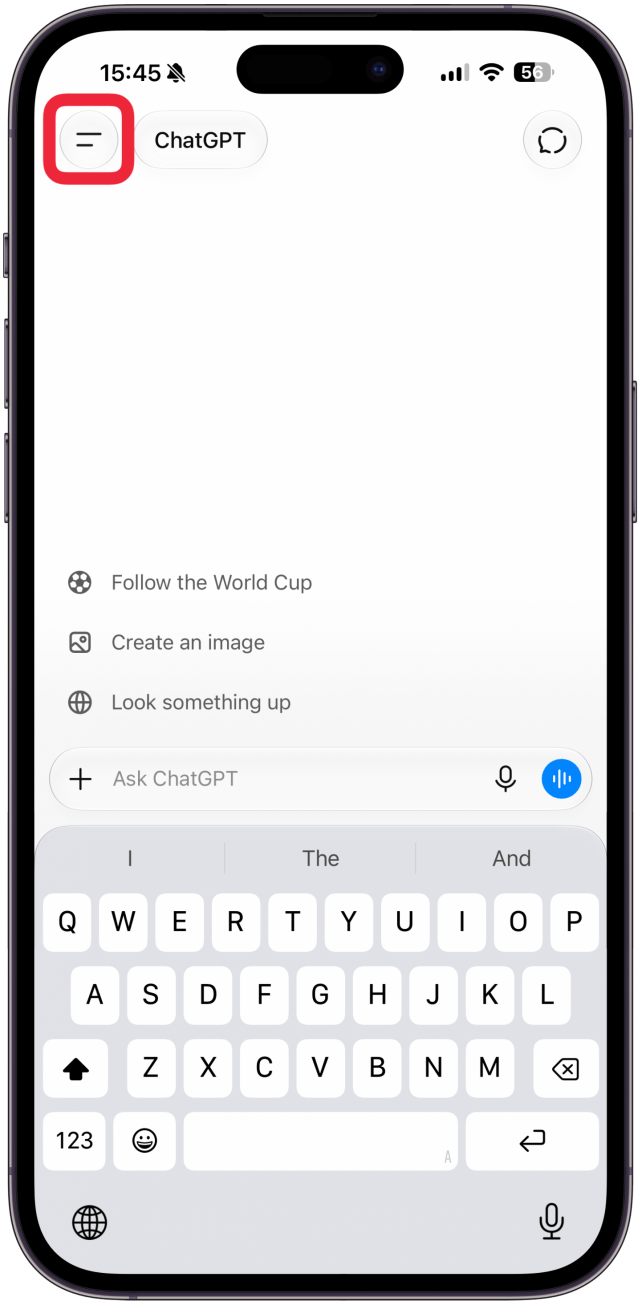 Tap the icon with the two horizontal lines in the top left corner of the app.