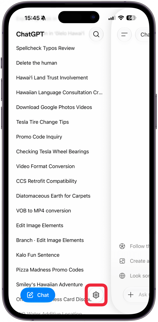 Tap on the Settings icon at the bottom of the screen.