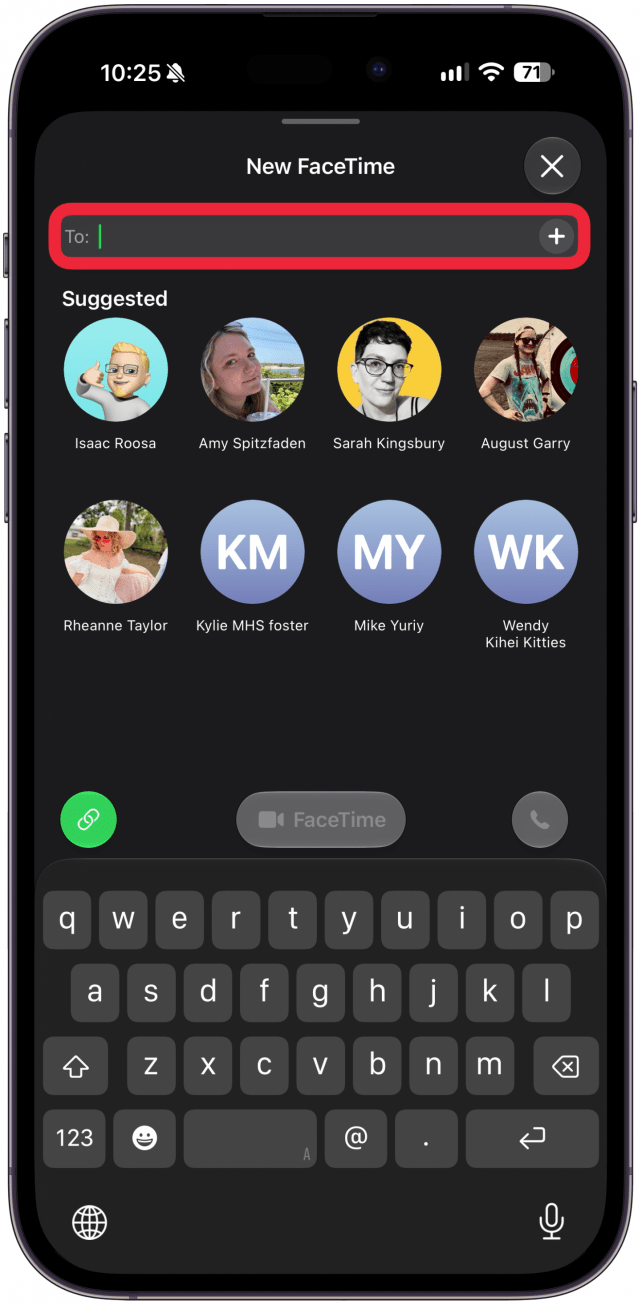Type your contacts name in the "To:" field.