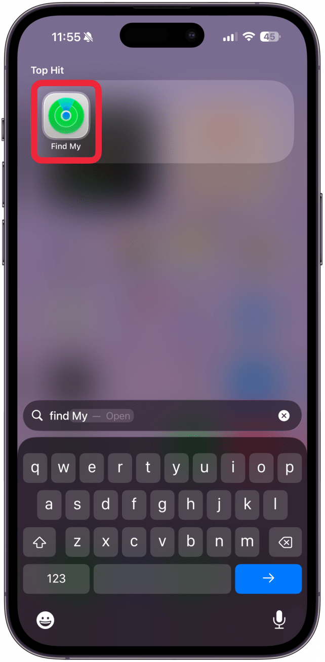 Open the Find My app.