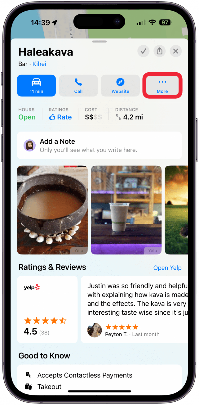 Or you can tap the More menu (three dots).