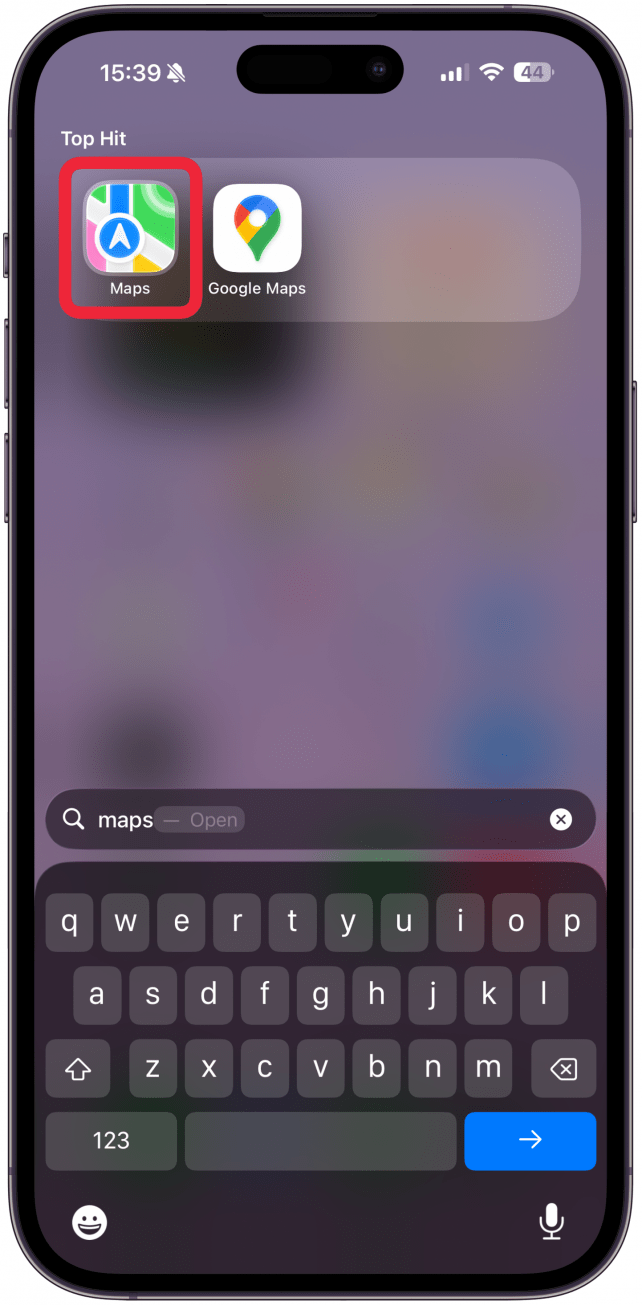 Long-press the Maps app until a menu with options appears.