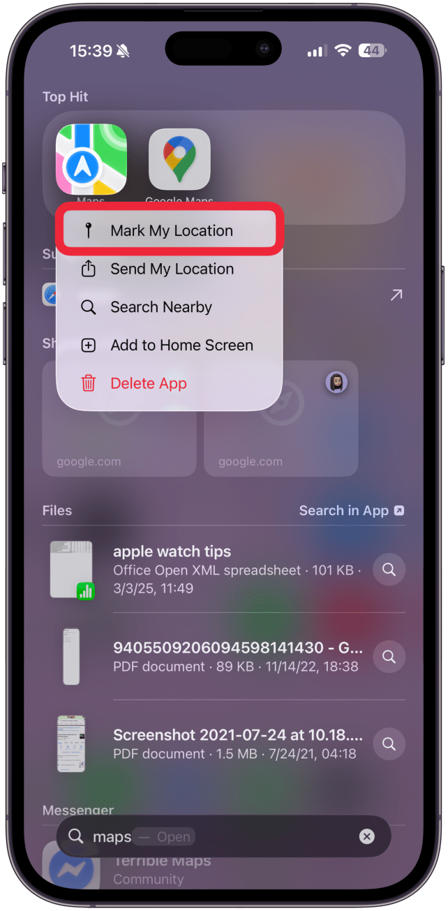 Tap Mark My Location.