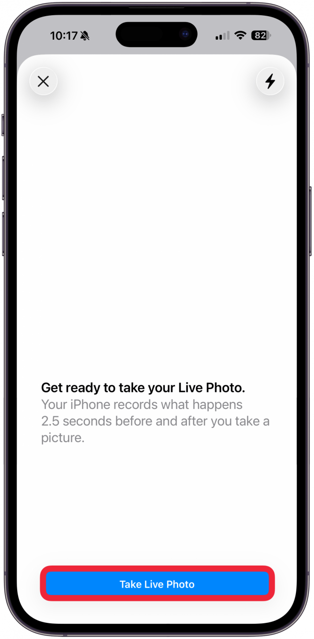 Tap Take Live Photo.