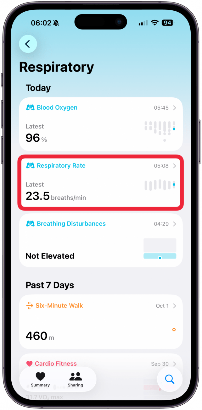 Then, tap on Respiratory Rate.