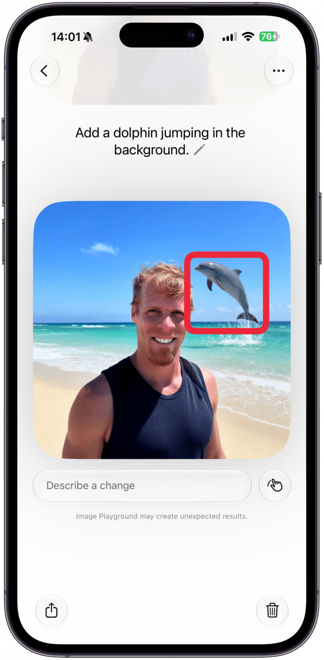 I'll tap on the dolphin, but you can select any part of the image you would like to change.