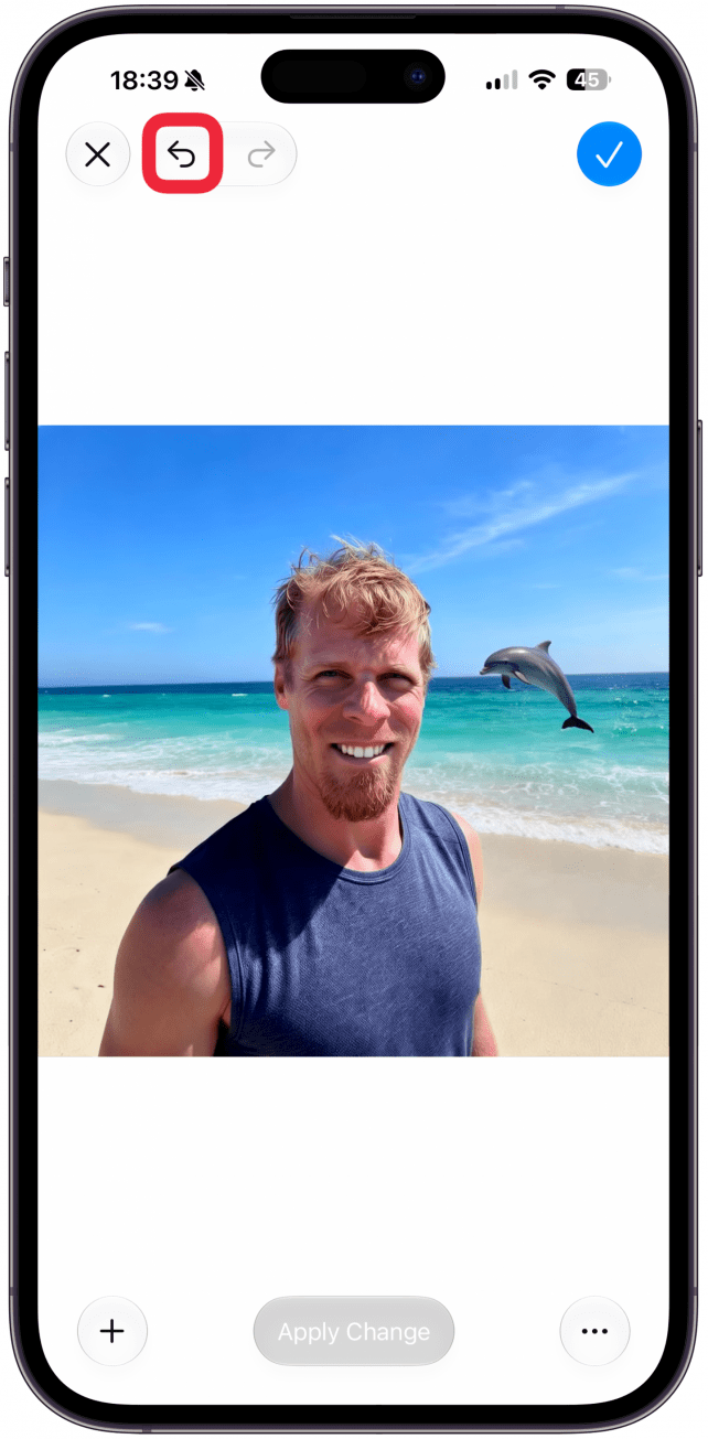 Once the image is generated, you can tap the undo button to return to the previous version of the image.