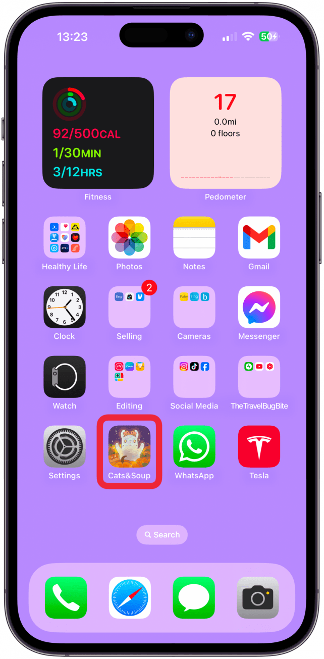 Long-press (press and hold) the app icon for the app you want to hide.