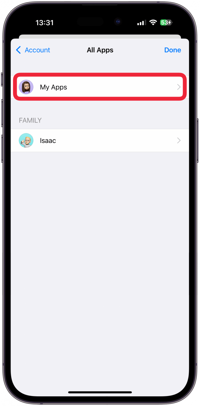 If you're using Family Sharing, tap My Apps. If not, skip to the next step.